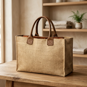 Heavy Duty Laminated Jute Tote <b>Bag</b> with Rope Handles Medium Size Large Capacity Market Shopping <b>Bag</b> - Product Image 1