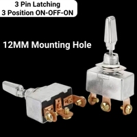 Interrupteur à bascule robuste 50A 12V pour usage marin, 3 broches, 12 volts, 3 positions, interrupteur à bascule 3 voies SPDT ON-Off-ON en métal pour voiture
