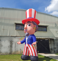 Meilleure vente grand drapeau gonflable imprimé oncle Sam modèle publicitaire de caractère personnalisé décoratif