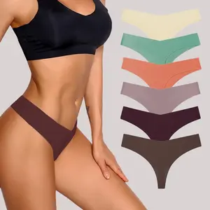 Neue weibliche Brasilien Unterwäsche Ice Silk T-Back Höschen Sexy Tanga Niedrige Taille Transparente Spitze Frauen Tanga Höschen
