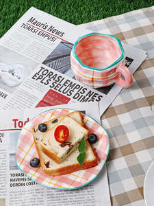 Taza de Cerámica Hecha a Mano, Irregular, de 10 oz, Taza de Café Personalizada con Platillo, Taza de Cerámica <span class=keywords><strong>para</strong></span> Té de la Tarde, Taza de Gres Retro - Product Image 5