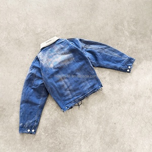 Blouson Bomber en Jean de Travail Personnalisé pour Homme, Coupe Ample et Courte, avec Fermeture Éclair et Col Revers, en Denim Lourd de Haute Qualité, Style Workwear - Product Image 3