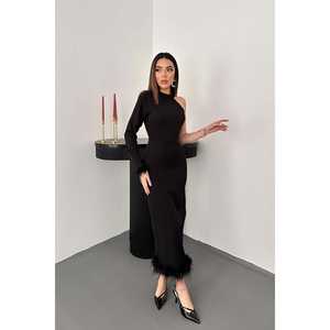 Wholesale One-Sleeve Cocktail Dress with <b>Tulle</b> Black <b>Skirt</b> - Product Image 4