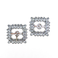 Boucle de chaussure creuse en strass, boucle à ardillon brillante entièrement sertie de diamants, accessoires décoratifs électroplaqués pour chaussures, vente en gros