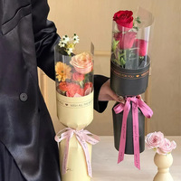Papier d'emballage pour petit bouquet de fleurs, avec fenêtre transparente, revêtement PE, style en pâte vierge, pour œillets et roses, pour la Fête des Mères