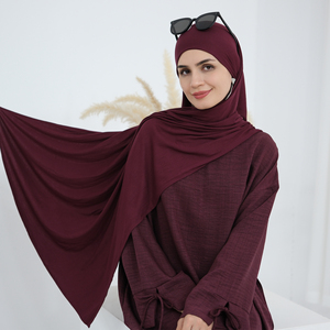 Loriya Mode Vêtements Islamiques Robes pour Femmes Coton Jersey <span class=keywords><strong>Hijab</strong></span> Écharpe Abaya Femmes Grand <span class=keywords><strong>Hijab</strong></span> Khimar Foulard Grande Taille - Product Image 4