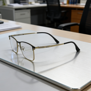 Lunettes <span class=keywords><strong>de</strong></span> lecture photochromiques transparentes <span class=keywords><strong>de</strong></span> luxe à verres en cristal naturel, monture semi-cerclée en métal pour seniors, vente en gros, optique personnalisée - Product Image 2