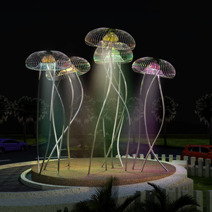 Sculpture d'art moderne en acier inoxydable en forme de méduse pour éclairage paysager extérieur de parcs et jardins, artisanat public en métal - Product Image 5