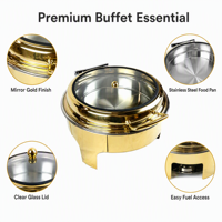 YITIAN Hotels Restaurant Luxus Gold Edelstahl 6L Kapazität Dampfbeheizter Buffet-Wärmer Chafing Dish Suppen- und Speisenwärmer-Set