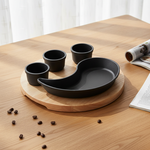 Plaque de cuisson en fonte <span class=keywords><strong>pour</strong></span> steak, avec bol et base en bois, <span class=keywords><strong>pour</strong></span> restaurant - Product Image 5