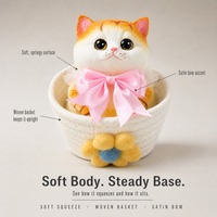 Jouet anti-stress chat de simulation, grand jouet souple en silicone à presser, sûr, écologique, peluche de haute qualité, poupée chat en peluche, pour filles, en boîte