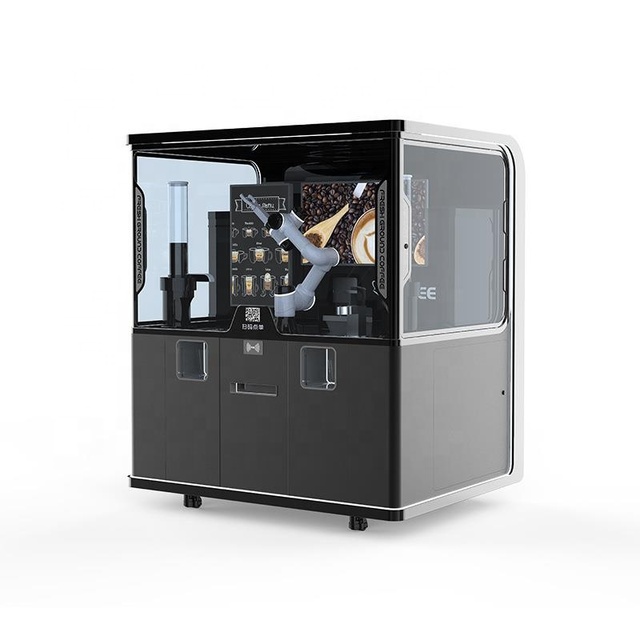 Mechanical Arm Coffee Vending Machines Robot Arm Cafe Unmanned Collaborative Coffee Kiosk