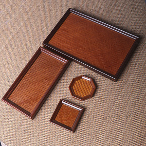 Bamboo Storage Tray Rectangular Square Octagon Traditional Chinese Design Kitchen Tableware Food Storage Container - Product Image 1