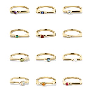 Anelli Impilabili a Puzzle in Oro 14k, Gioielli di Design alla Moda, Anelli con Pietra Portafortuna, Anelli in <span class=keywords><strong>Argento</strong></span> Sterling <span class=keywords><strong>925</strong></span>, Gioielli da Donna - Product Image 6