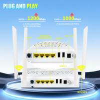 Módem de Fibra Óptica WiFi5 AC1200 GPON ONU Doble Banda 2.4G y 5G hasta 1200Mbps 2*USB2.0 VoIP 4*10/100/1000M Puertos RJ45 XPON