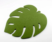 Sous-verres en tissu de cuir de haute qualité respectueux de l'environnement 10 cm support de tapis chaud lumière 5mm d'épaisseur feuille de palmier sous-verres en feutre Tables