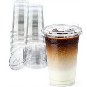 Gobelet en plastique transparent jetable personnalisé imprimé, en PP/PET, de 12, 16, 20, 24 oz, avec couvercle sans paille - Product Image 1