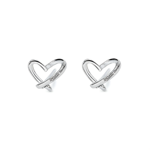 Orecchini a perno Tiffany & Co. a forma di cuore in argento 925 placcato oro bianco, gioielli raffinati unisex per l'uso quotidiano - Product Image 1