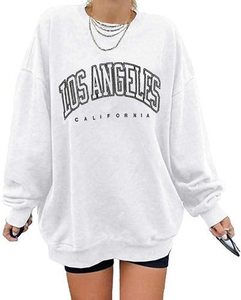 <span class=keywords><strong>Felpa</strong></span> Casual da <span class=keywords><strong>Donna</strong></span> a Maniche Lunghe con Collo Tondo, Oversize con Stampa <span class=keywords><strong>Los</strong></span> <span class=keywords><strong>Angeles</strong></span>, Pullover Tinta Unita Personalizzabile - Product Image 3