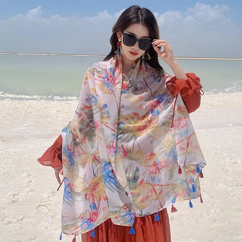 Venta al por mayor de lujo mujer impreso nuevos estilos chal algodón y lino Hijab bufanda para mujer moda