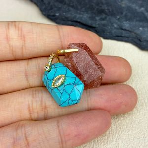 Collier pendentif en or 18 carats avec pierres naturelles : quartz rose, obsidienne, améthyste, œil de tigre, aventurine verte – Bijoux de fête en gros - Product Image 2