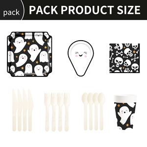 ชุดอุปกรณ์บนโต๊ะอาหารฮาโลวีน DAMAI แบบกำหนดเองพร้อมลายผี ประกอบด้วยจานกระดาษและแก้วกระดาษแบบใช้แล้วทิ้งสำหรับงานปาร์ตี้ฮาโลวีน - Product Image 3