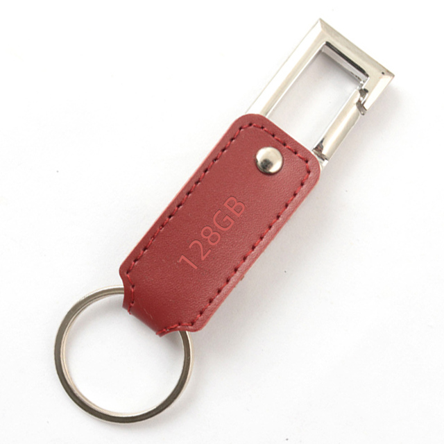 Business Keychain Pen Metal Flash Drive 2.0 1GB 2GB 4GB 8GB 16GB Leather USB Flash Drive Disk Keychain with Ring