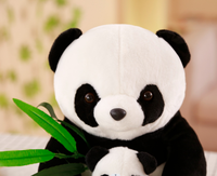 Siège Panda en peluche tenant un bambou mère et fils Panda Souvenir poupée oreiller de couchage pour cadeau d'anniversaire pour enfants