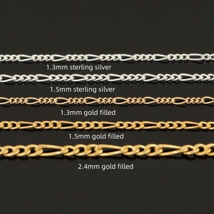 <span class=keywords><strong>Chaîne</strong></span> Figaro en <span class=keywords><strong>or</strong></span> rempli 14K de 1,3/1,5/2,4 mm, <span class=keywords><strong>chaîne</strong></span> <span class=keywords><strong>gourmette</strong></span> permanente en argent sterling S925, colliers et bracelets, bijoux en gros - Product Image 3