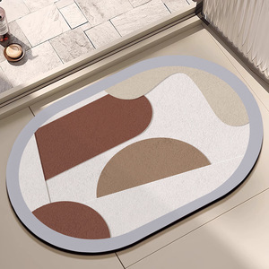 Alfombrilla de baño de diatomita de estilo geométrico-Alfombra de suelo absorbente antideslizante para entrada de baño - Product Image 4