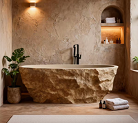 Baignoire autoportante moderne en acrylique écologique à parois cannelées, prête à l'emploi, pour usage intérieur, hôtels, villas et projets.
