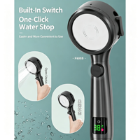 Pommeau de Douche Portable à Affichage LED de Température, 4 Modes de Jet, en ABS, Économiseur d'Eau, Pression Améliorée, avec Bouton d'Arrêt Rapide