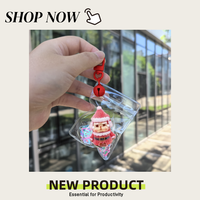 Porte-clés en peluche Père Noël floqué, mini jouet de dessin animé, pendentif sac en PVC transparent DIY Kawaii avec clochette et paillettes