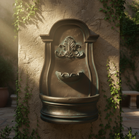 Fuente de Agua de Pared de Resina Mediterránea Rústica de Lujo Auténtica con Acabado Natural, Duradera, Fácil de Mover y Limpiar para Patios y Terrazas