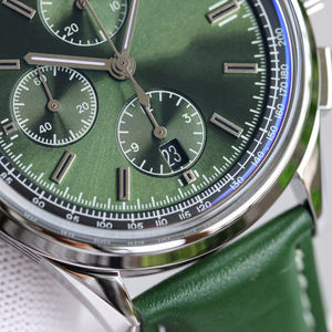 Montre chronographe mécanique de luxe pour homme, compatible GPS, avec aiguilles, en or blanc, acier inoxydable, bracelet en cuir, étanche - Product Image 6