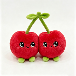 Peluche personnalisée en forme de fruit, Peluche cerise jumelle, Adorable poupée cerise en peluche, Jouet en peluche cerise - Product Image 2