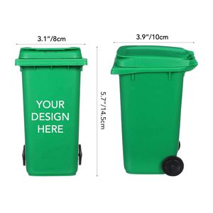 Custom Logo Plastic <b>Mini</b> Trash Can Pen Holder Wheelie Bin Shape Desktop Stationery Organizer for Promotional Activities - Product Image 2