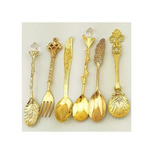 Handmade <b>Vintage</b> Royal Blue Stainless Steel Flatware Set Stylish <b>Gold</b> Plated Kitchen Tabletop Cutlery Gift - Product Image 2