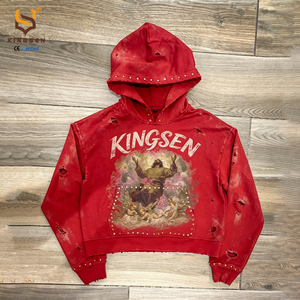 Sweat à capuche graphique DTG personnalisé Y2K, coupe oversize, effet vieilli, style gothique clouté, streetwear pour homme - Product Image 1