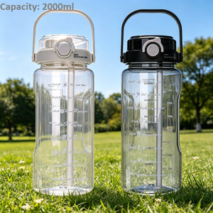 2000ml Reusable Transparent Water Bottle with <b>Straw</b> Lid for Fitness & Travel - Product Image 2