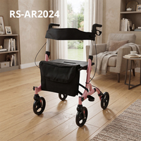 Déambulateur en aluminium avec siège pour personnes âgées, design pliable, sac de rangement, support de mobilité facile, certifié CE, léger, Relaxsmith