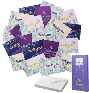 Embossed Offset <b>Printed</b> <b>Paper</b> Thank You Greeting Cards Flower Design for Mothers Day Fathers Day Anniversary-Kraft <b>Paper</b> - Product Image 1