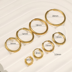 <span class=keywords><strong>Orecchini</strong></span> <span class=keywords><strong>Pendenti</strong></span> a Clip in Acciaio Inox 2mm, Placcati in Oro 18K, Cerchio Rotondo per <span class=keywords><strong>Uomo</strong></span> e Donna - Product Image 3