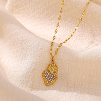 Collier pendentif cœur en acier inoxydable plaqué or, résistant à l'eau et inaltérable, best-seller TikTok Fanhua Jewelry