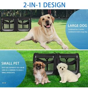 Qbellpet taşınabilir 2-in-1 evcil hayvan taşıyıcı orta köpekler için büyük kedi taşıyıcı 2 kediler için seyahat çift köpek sandık seti ile taşınabilir - Product Image 2