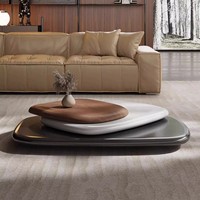 Table basse carrée rotative en bois pour salon, modèle design italien, style minimaliste moderne, simple, tendance, unique et créatif