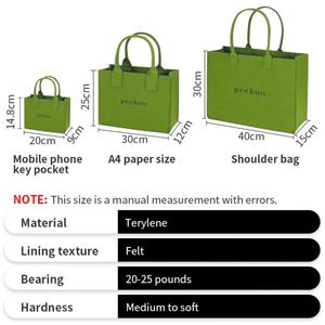 Sacs fourre-tout promotionnels en feutre, style étudiant, personnalisables avec logo, sacs de courses écologiques - Product Image 2