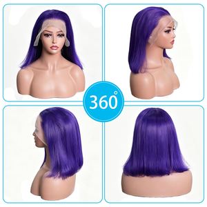 วิกผมบ๊อบสีม่วงเข้มแบบไร้กาวสำหรับผู้หญิงผิวสีดำ ผมแท้ 100% คิวติเคิลเรมี่  แบบ 13x4 สำหรับติดหน้าผากด้วยเชือกผูก จากโรงงานโดยตรง - Product Image 2