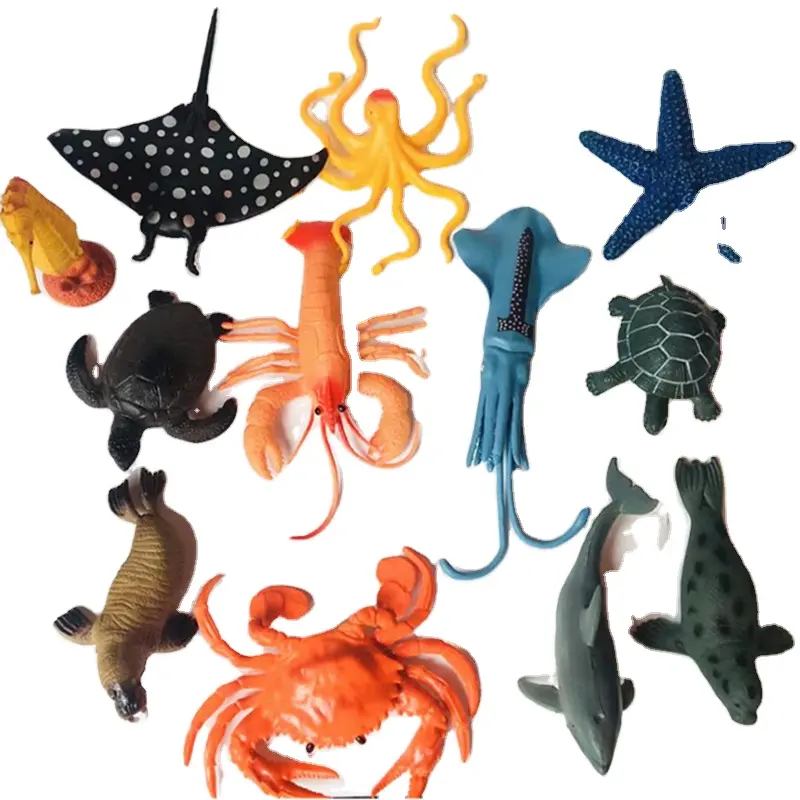 Offre Spéciale vente en gros 3D réaliste en plastique animaux marins jouet poulpe concombre de mer crabe tortue jeu éducatif ensemble jouets