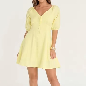 Vestido Midi Sexy y Elegante para Primavera/Verano, Sin Mangas, Casual, con Volantes, Decoración Moderna, Diseño Sólido para Mujer - Product Image 2